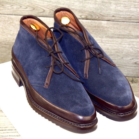 *NIB* $785 Neiman Marcus GRAVATI 9.5 M Navy Suede/ PECCARY 19601 * add $15 Trees - Picture 1 of 15